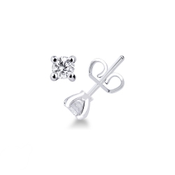 Boucles d'oreilles solitaire diamant 0.26 ct en or blanc 18k