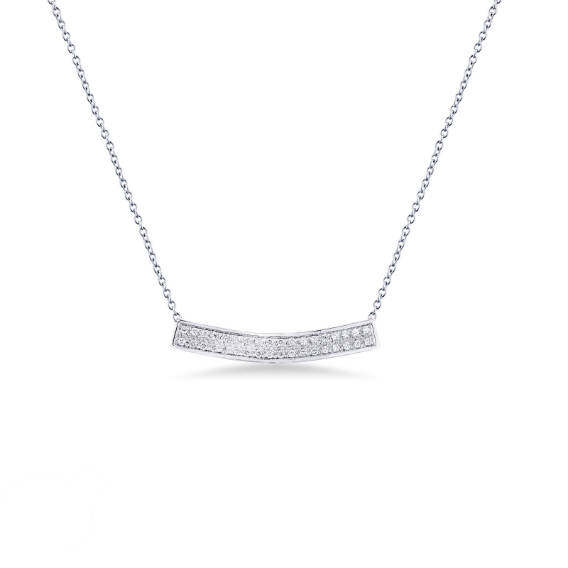Collier en or blanc 18k avec barre en diamants