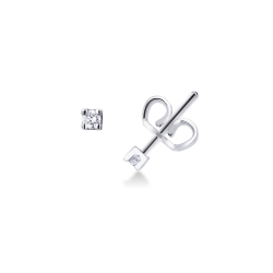 Puces d'oreilles en or blanc 18k avec diamants 0.08 ct