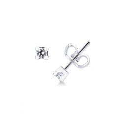 Puces avec diamants 0.12 ct or blanc 18k