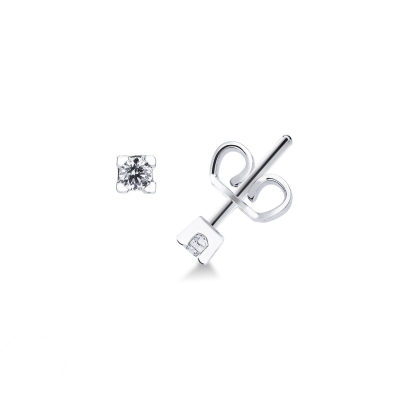 Boucles d'oreilles diamants 0.16 ct or blanc 18k 