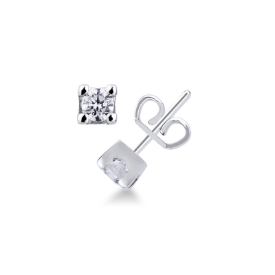 Puces femme diamant 0.20 ct 6 griffes or blanc 18k