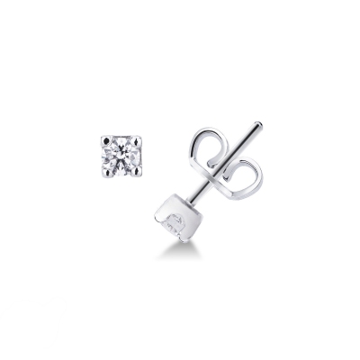 Boucles d'oreilles femme puce or blanc 750 4 griffes diamants 0.30 ct