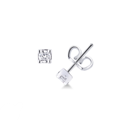 Boucles d'oreilles solitaire diamants 0.40 ct en or blanc 18k