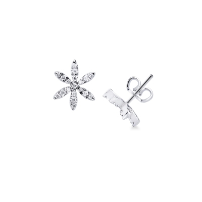 Boucles d’oreilles fleur en or blanc 18k en diamants