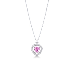 Collier en or blanc avec saphir rose