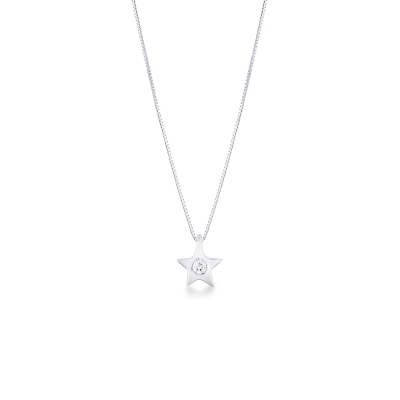 Collier or blanc 18k pendentif étoile diamant