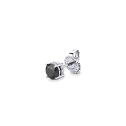 Boucle d'oreille individuelle en or blanc 18ct à griffes avec diamant noir