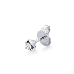 Mono boucle d oreille en or blanc 18 carats à quatre griffes avec des diamants