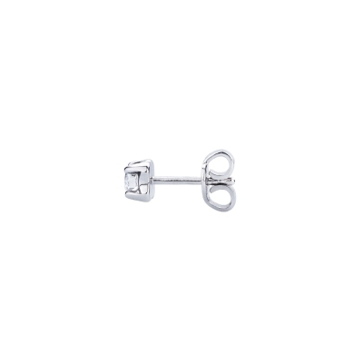 Boucle d'oreille individuelle en or blanc 18 carats à quatre griffes avec un diamant