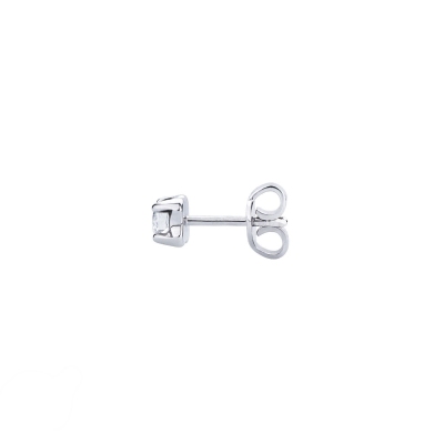 Mono boucle d oreille en or blanc 18 carats à quatre griffes avec un diamant
