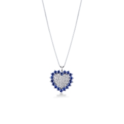 Collier en or blanc 18K pendentif cœur serti diamants