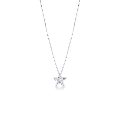Collier avec étoile en or blanc 18k avec diamants taille brillante