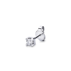 Clou d'oreille mono or blanc 18k et diamant