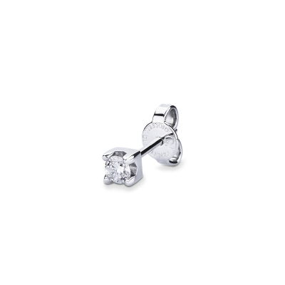 Clou d'oreille mono or blanc 18k et diamant 