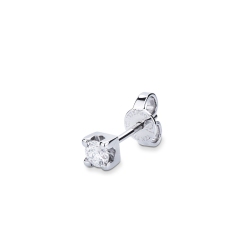 Boucle d'oreille individuelle or blanc 18k et diamant