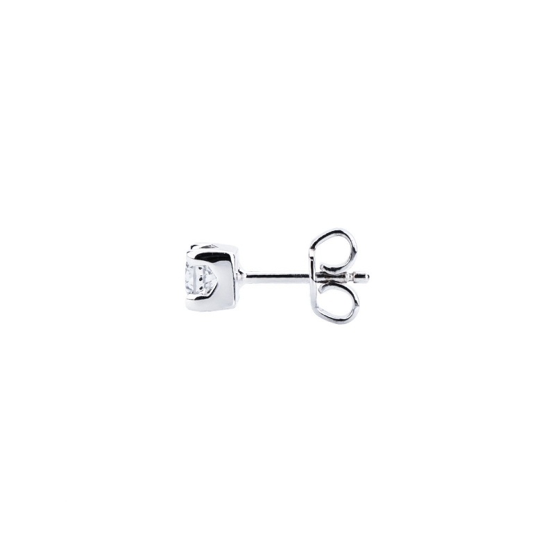 Boucle d'oreille individuelle diamant et or blanc 18k 