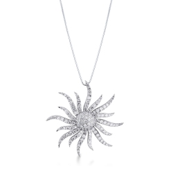 Collier en or blanc 18 ct avec pendentif en forme de soleil