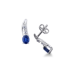 Boucles d’oreilles en or blanc 750 avec saphirs ovales et diamants
