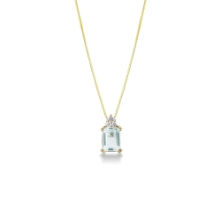 Pendentif en or jaune 18k avec aigue marine et diamants