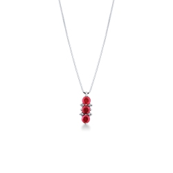 Collier en or blanc 18 carats avec rubis ovales et diamants