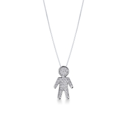 Collier en or blanc 18k avec pendentif garçon en diamants