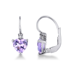 Boucles d'oreilles en or blanc 18k avec améthyste et diamants