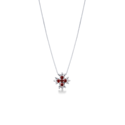 Collier croix rubis en or blanc 18k et diamants