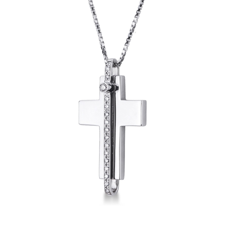 Collier pour hommes en or blanc 18k et diamants  Collier pour hommes en or blanc 18k et diamants