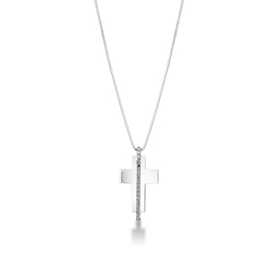 Collier pour hommes en or blanc 18k et diamants 
