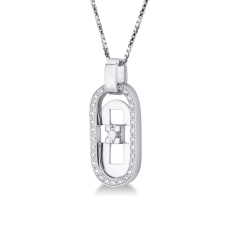 Collier pour homme avec croix en or blanc 18k et diamants 2