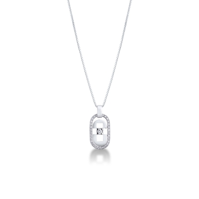 Collier pour homme avec croix en or blanc 18k et diamants