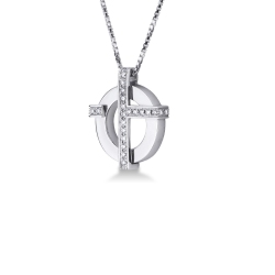 Collier pour homme avec croix en or blanc 18 carats avec diamants 2