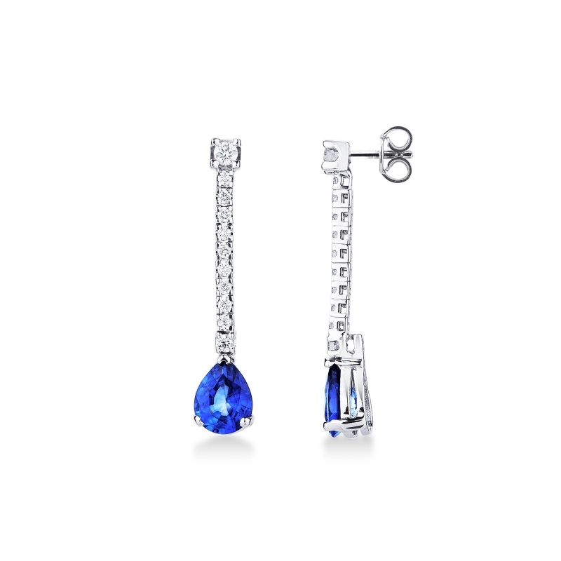 Boucles d’oreilles Or 18k avec saphirs bleus et diamants