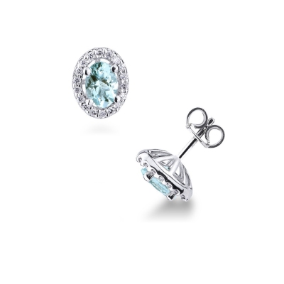 Boucles d’oreilles en or blanc 18K avec aigue-marines et diamants