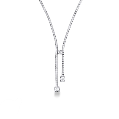 Collier tennis pyramide en or blanc 18k avec diamants