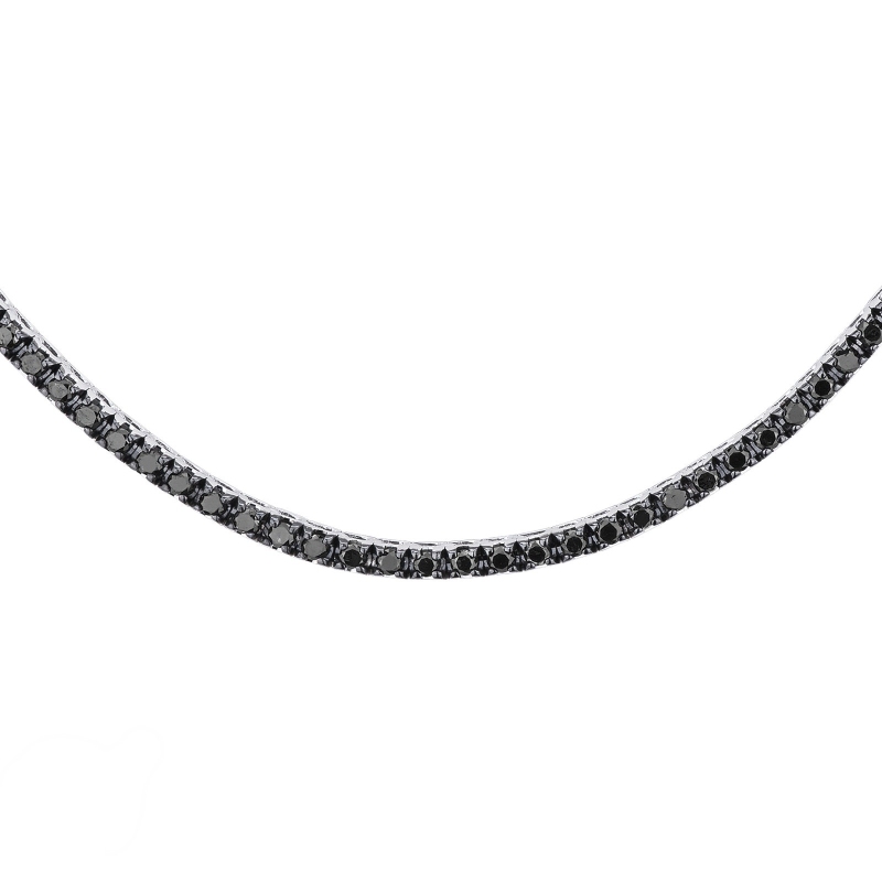 Collier tennis en or blanc 750 avec diamants noirs