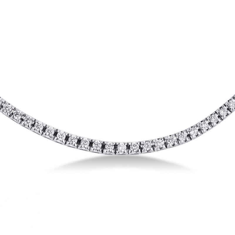 Collier rivière en or blanc 18k avec diamants blancs Collier rivière en or blanc 18k avec diamants blancs