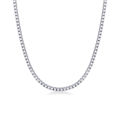 Collier rivière en or blanc 18k avec diamants blancs