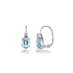 Boucles d’oreilles en or blanc 18 carats serties d’aigues-marines ovales