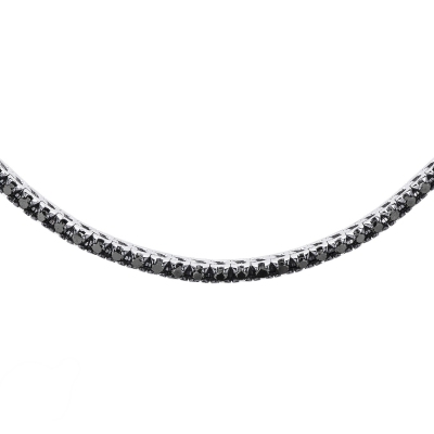 Collier tennis en or blanc 18k avec diamants noirs 