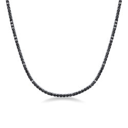 Collier tennis en or blanc 18k avec diamants noirs