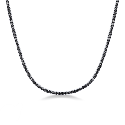 Collier tennis en or blanc 18k avec diamants noirs 