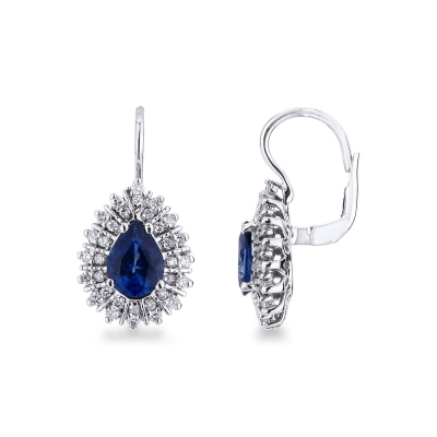 Boucles d'oreilles en or blanc 750 avec saphirs bleus