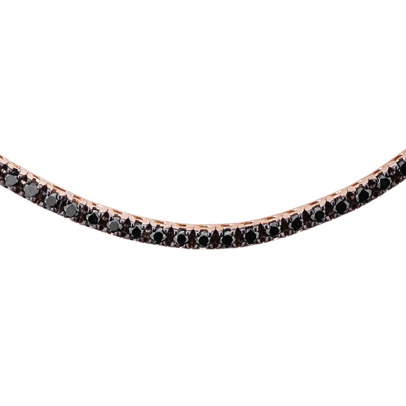 Collier tennis en or rose 18k avec diamants noirs brunis