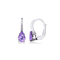 Boucles d'oreilles en or blanc 18k avec améthystes et diamants