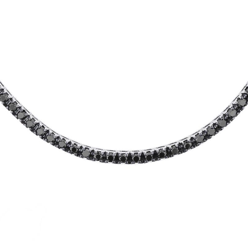 Collier tennis en or blanc 18 carats avec diamants noirs Collier tennis en or blanc 18 carats avec diamants noirs