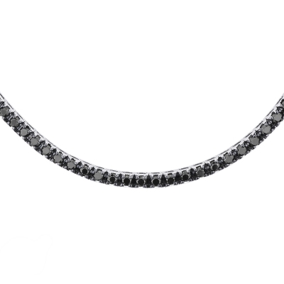 Collier tennis en or blanc 18 carats avec diamants noirs