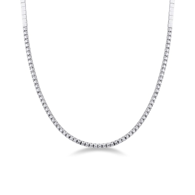 Collier tennis linéaire en or blanc 18 carats avec diamants