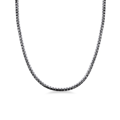 Collier tennis pyramide en or blanc 18 carats avec diamants noirs 